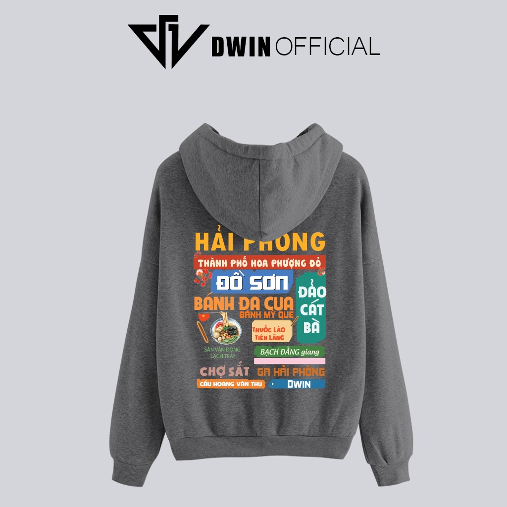 Áo hoodie Hải Phòng nỉ unisex DWIN basic nam nữ form rộng oversize local brand SP00066