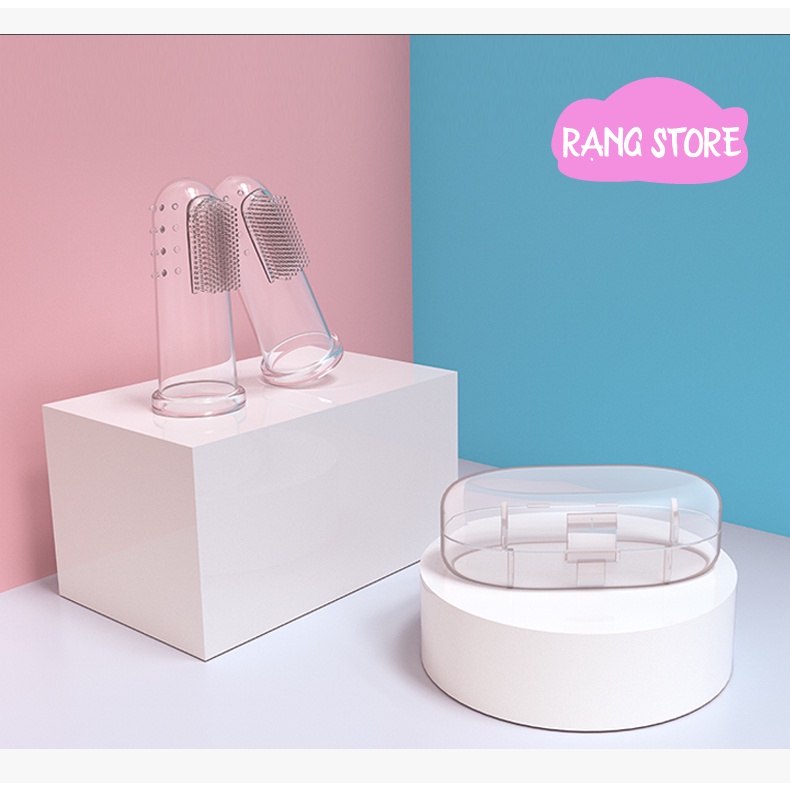 Bàn chải đánh răng cho bé và kết hợp rơ lưỡi dạng ngón tay chất liệu silicon mềm mại