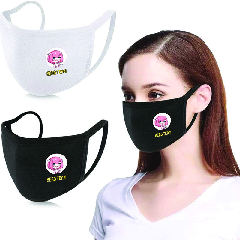 Khẩu trang in hình HERO TEAM Mr Vịt Mèo Simmy Phong Cận Siro Kairon Timmy Kamui Sammy Đào anime chibi chống bụi