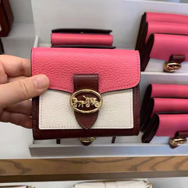Ví Ngắn Cầm Tay Có Ngăn Đựng Thẻ Tròn Cỡ Nhỏ In Nhãn Hiệu Coach Georgie/6791 7250 4103