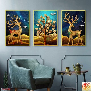 BỘ 3 BỨC TRANH HƯƠU DÁN TƯỜNG