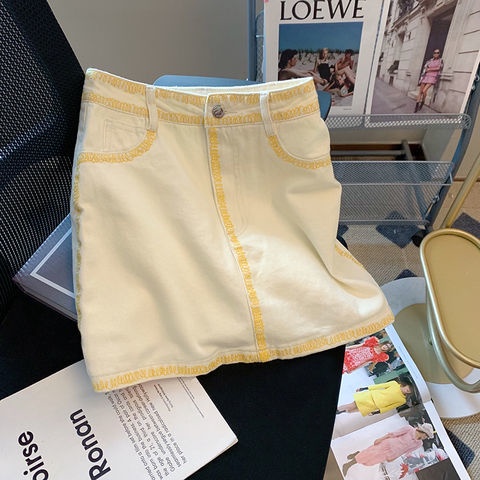 Mới Chân Váy Ngắn Lưng Cao Hoạ Tiết Thêu Thời Trang Mùa Hè Cho Nữ