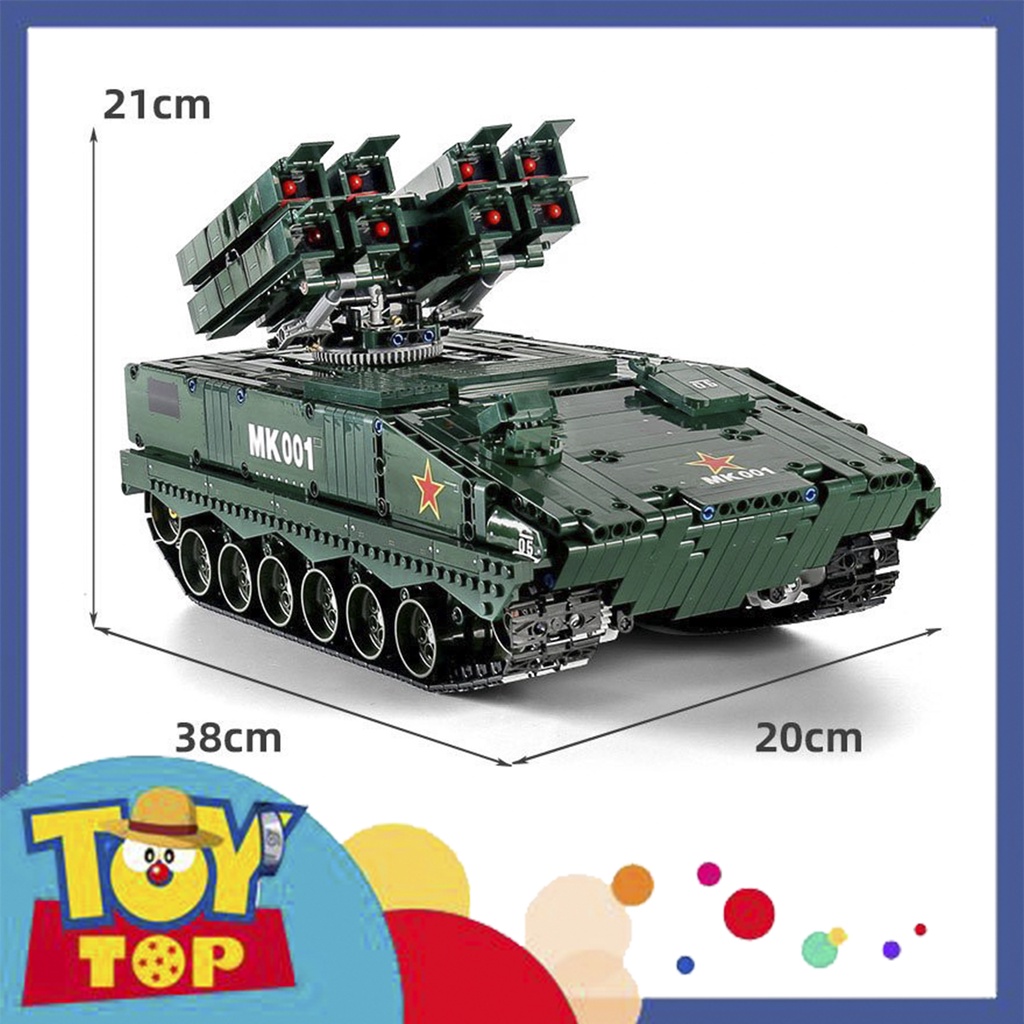 Đồ chơi lắp ráp mô hình xe thiết giáp quân đội cùng tên lửa quân sự chống tăng tank HJ 10 xếp hình Mould King 20001