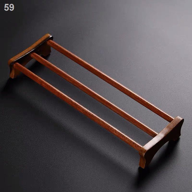 Đánh giá cao đỡ cốc trà bằng gỗ mun Rosewood tre Phụ kiện Kung Fu với đạo lưu trữ và cống rắn không trận đấuX