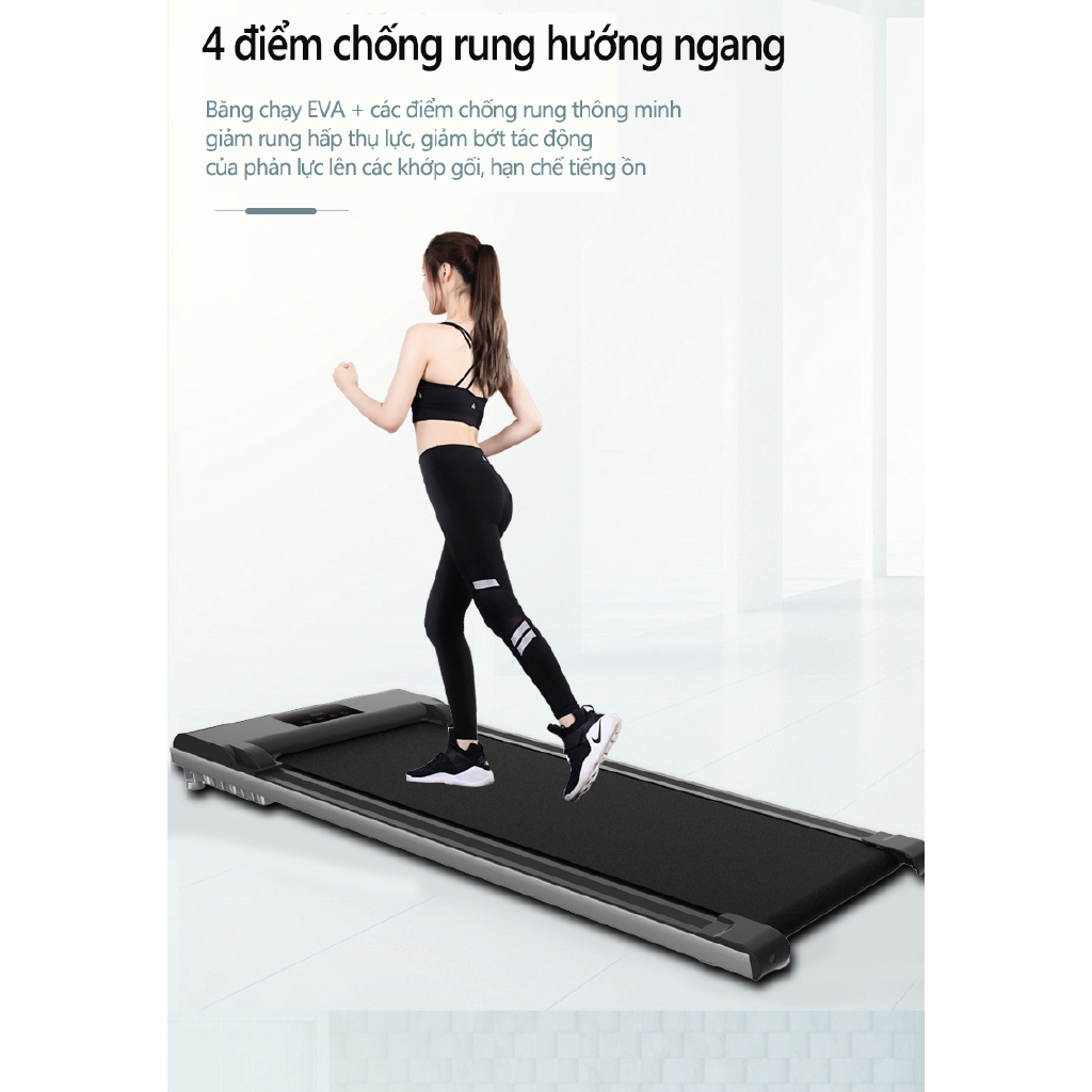 Hàng thanh lý - Máy chạy bộ đế bằng di động đa năng giành cho gia đình, dễ cất gọn không tốn diện tích 123*55*12.5cm 2HP