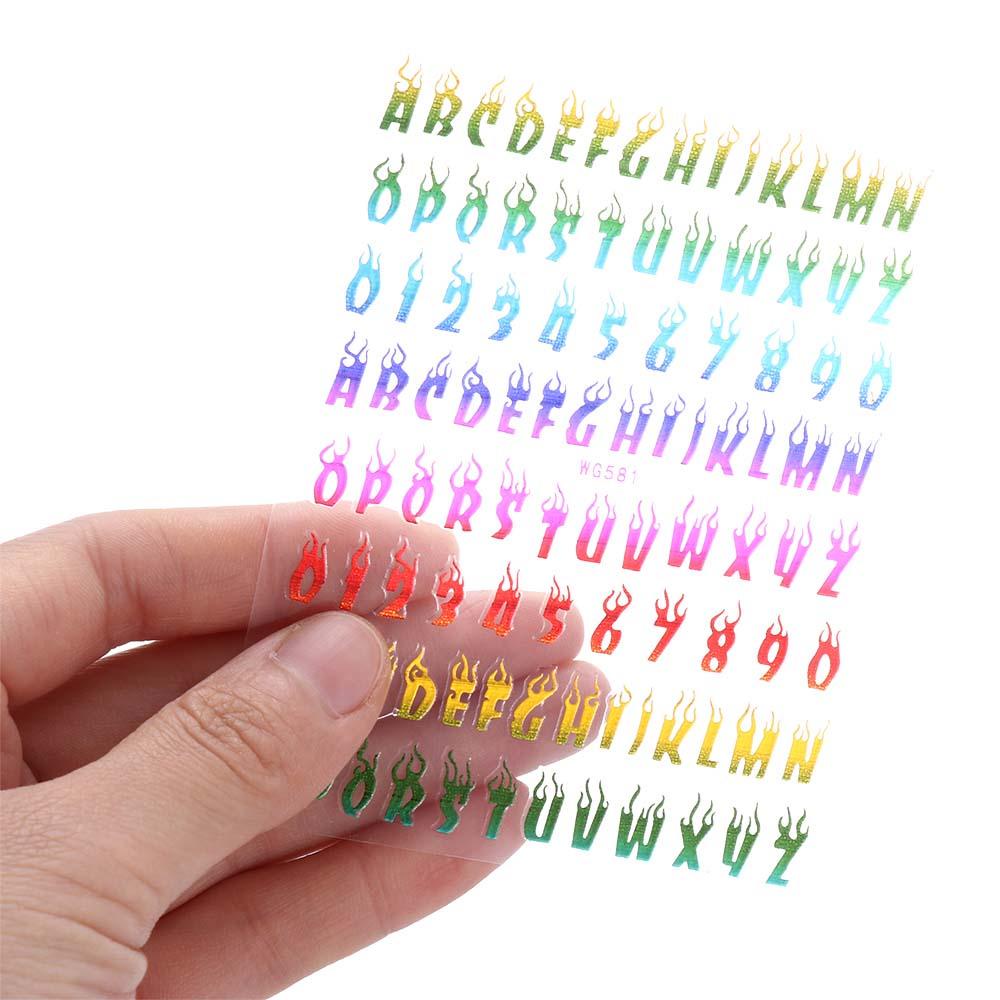 OCEANMAP Miếng Dán Trang Trí Móng Tay Hình Số 3D Nhiều Màu Sắc