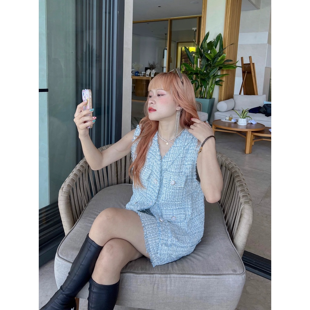 Jennie Set - Set váy + áo vest sát nách Remmus cho nữ