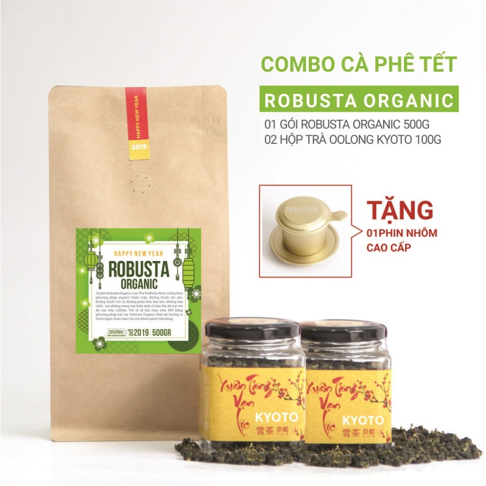 [Mã BMBAU50 giảm 7% đơn 99K] Combo Quà Tết Cà phê Robusta Organic Trà Olong Kyoto