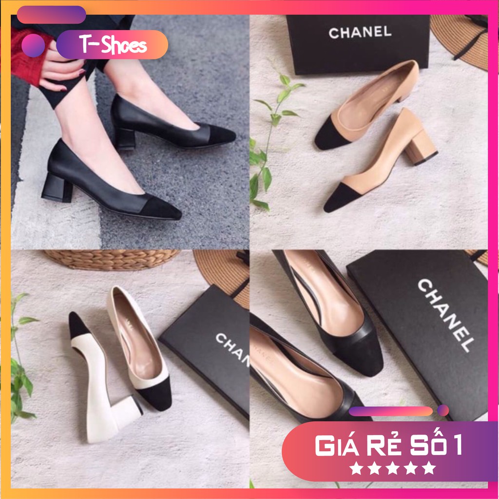 Giày nữ, Giày cao gót phối da chanh xả