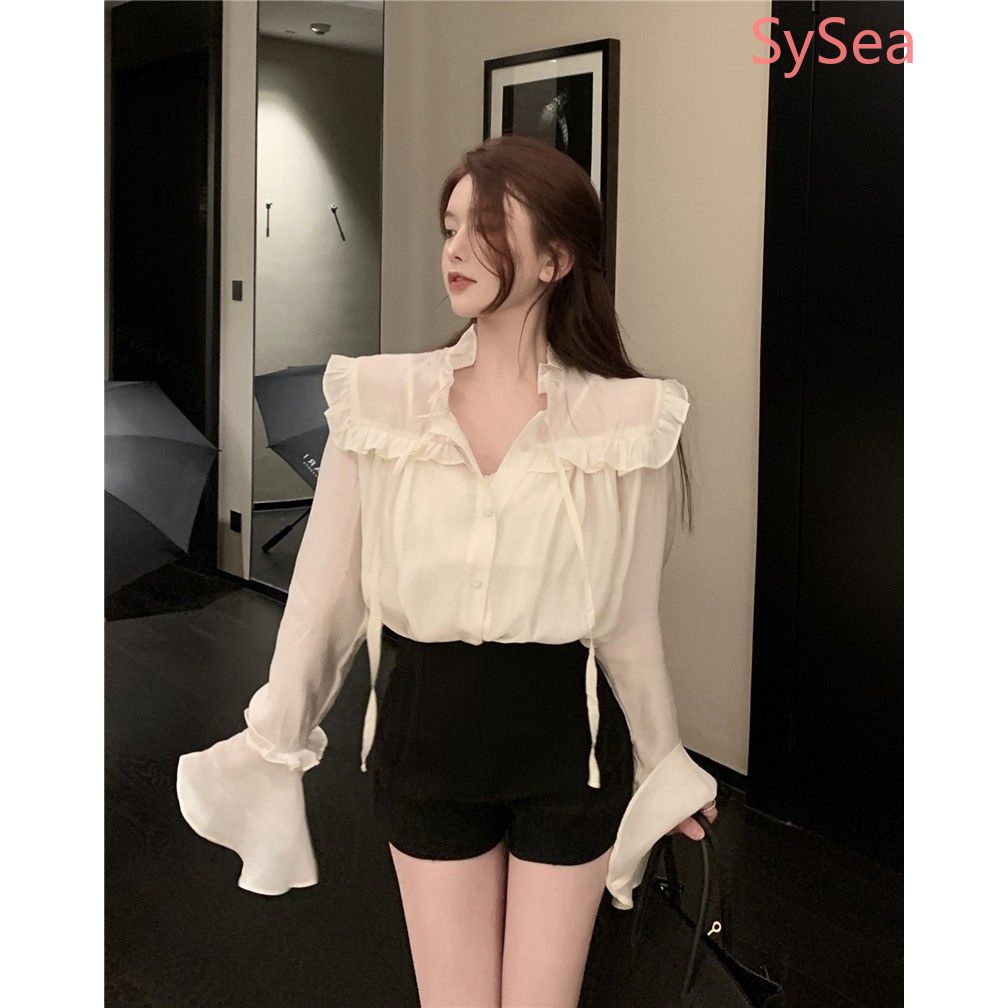 Áo Voan Cổ Búp Bê Thời Trang Mùa Hè Pháp Cho Nữ