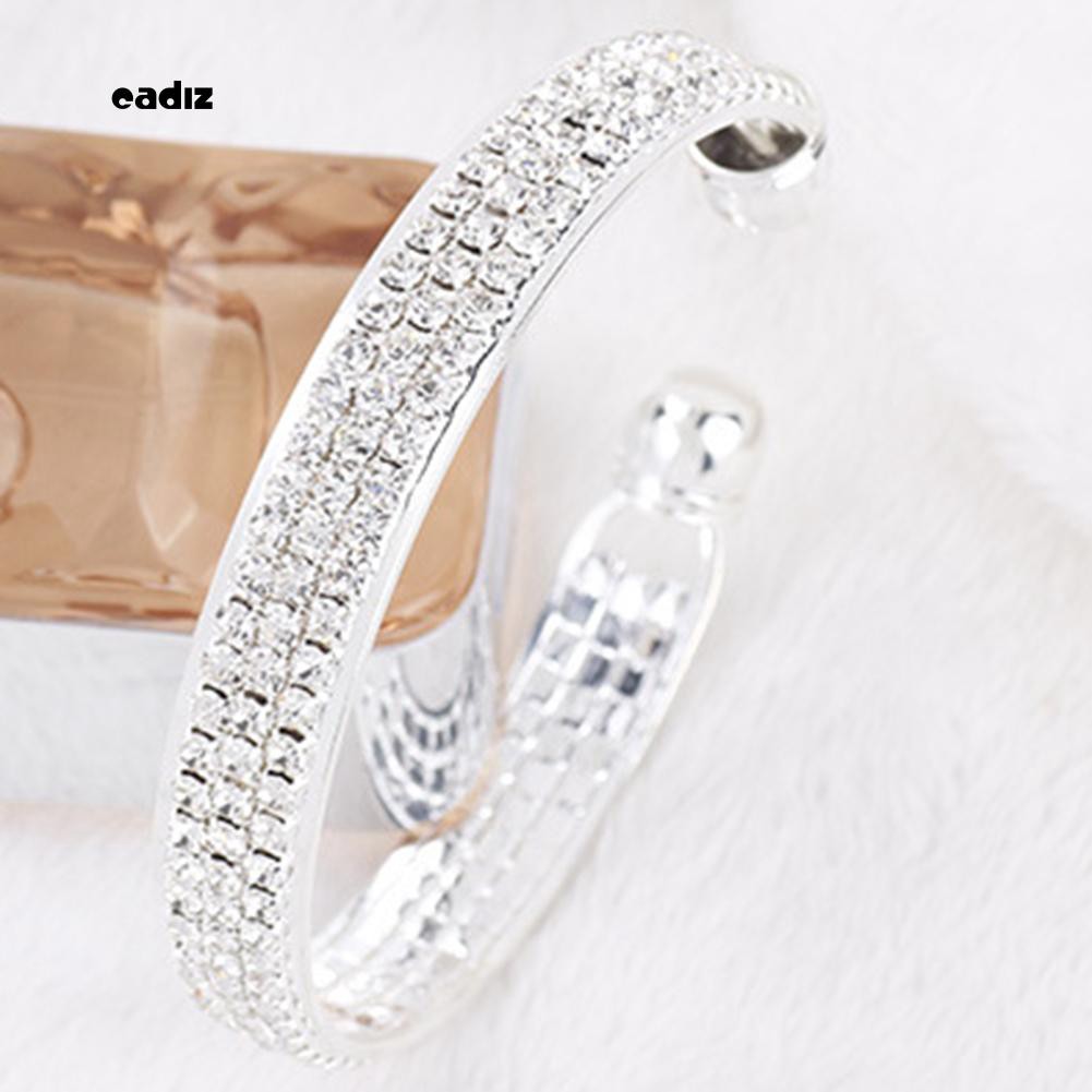 Vòng tay đính đá pha lê lấp lánh kiểu mở thời trang nữ