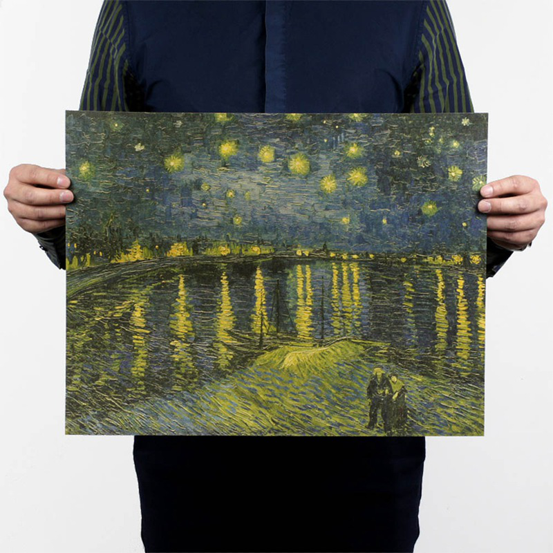 Poster trang trí hình tranh sơn dầu Van Gogh độc đáo sống động phong cách Vintage