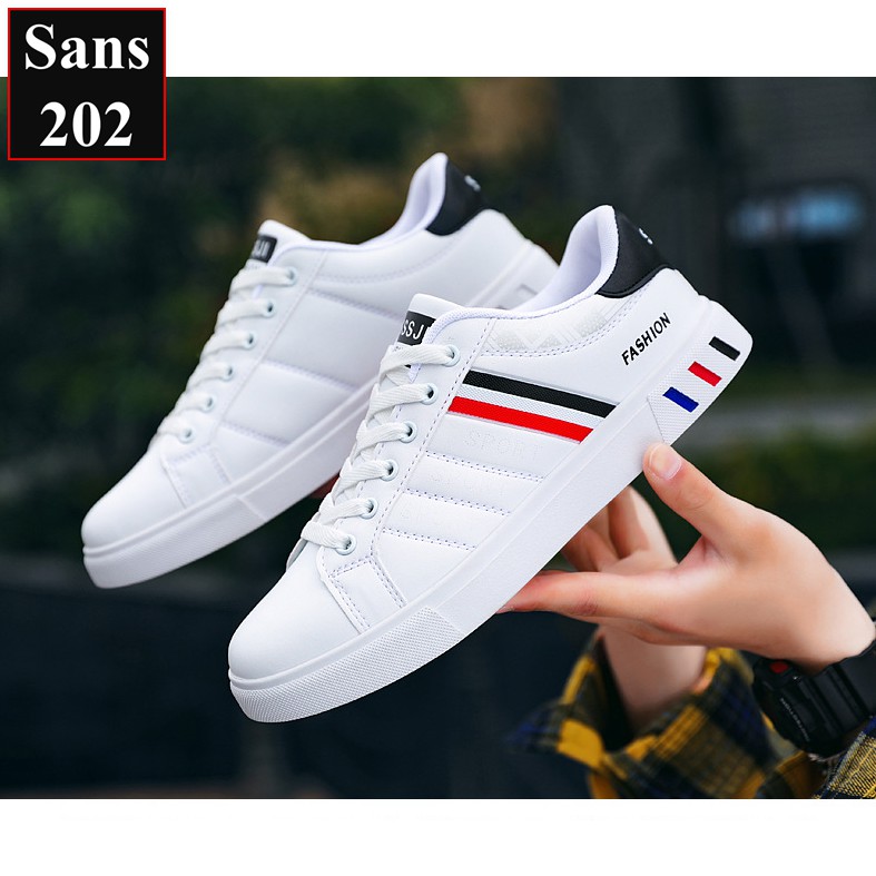 Giày thể thao nam Sans202 giầy sneaker đẹp màu trắng đen sport cổ thấp