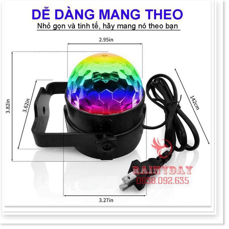 Đèn led xoay 7 màu vũ trường nháy chớp theo nhạc bay phòng sân khấu cảm ứng nhạc có điều khiển