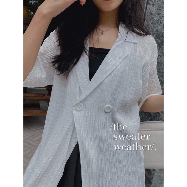 [Mã SKAMCLU7 giảm 10% tối đa 50K đơn 0Đ] Áo khoác cổ vest chất nhăn mỏng mềm mặc hè 2 cúc ( Ảnh thật ) | BigBuy360 - bigbuy360.vn