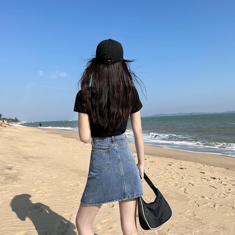 Chân váy jean Lưng Cao Thời Trang Hàn Quốc