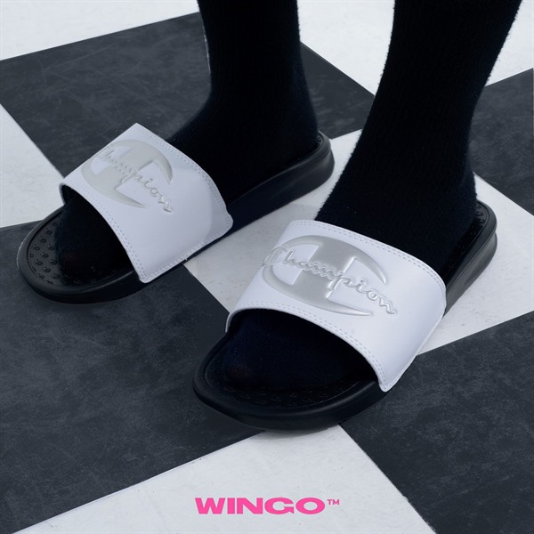 (dép chính hãng) Champion Solid C Super Slide (Black / White)