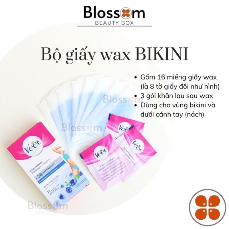 Miếng giấy sáp Triệt lông nách, bikini wax VEET trip