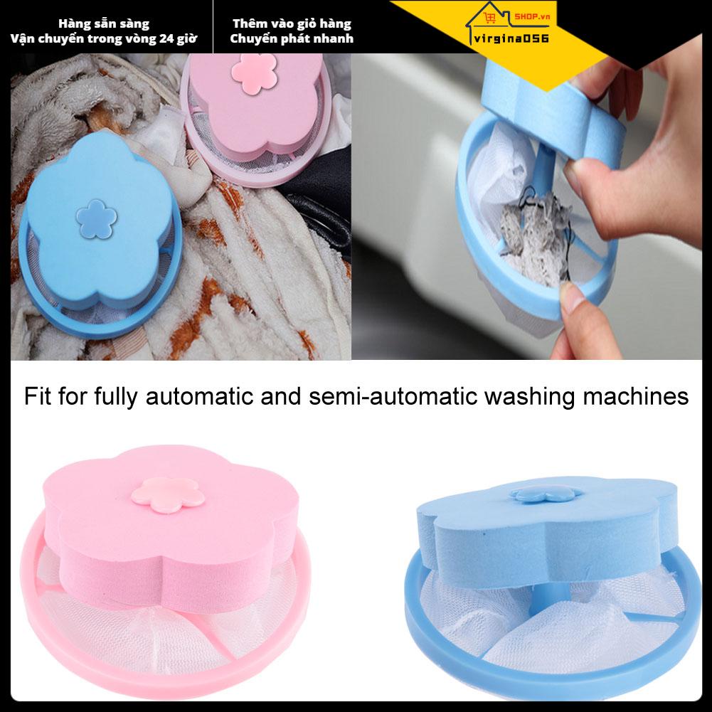 Virgina056 Plum Blossom-shape Flower Washing Machine Hair Removal Laundry Ball Floating Filter Mesh Bag