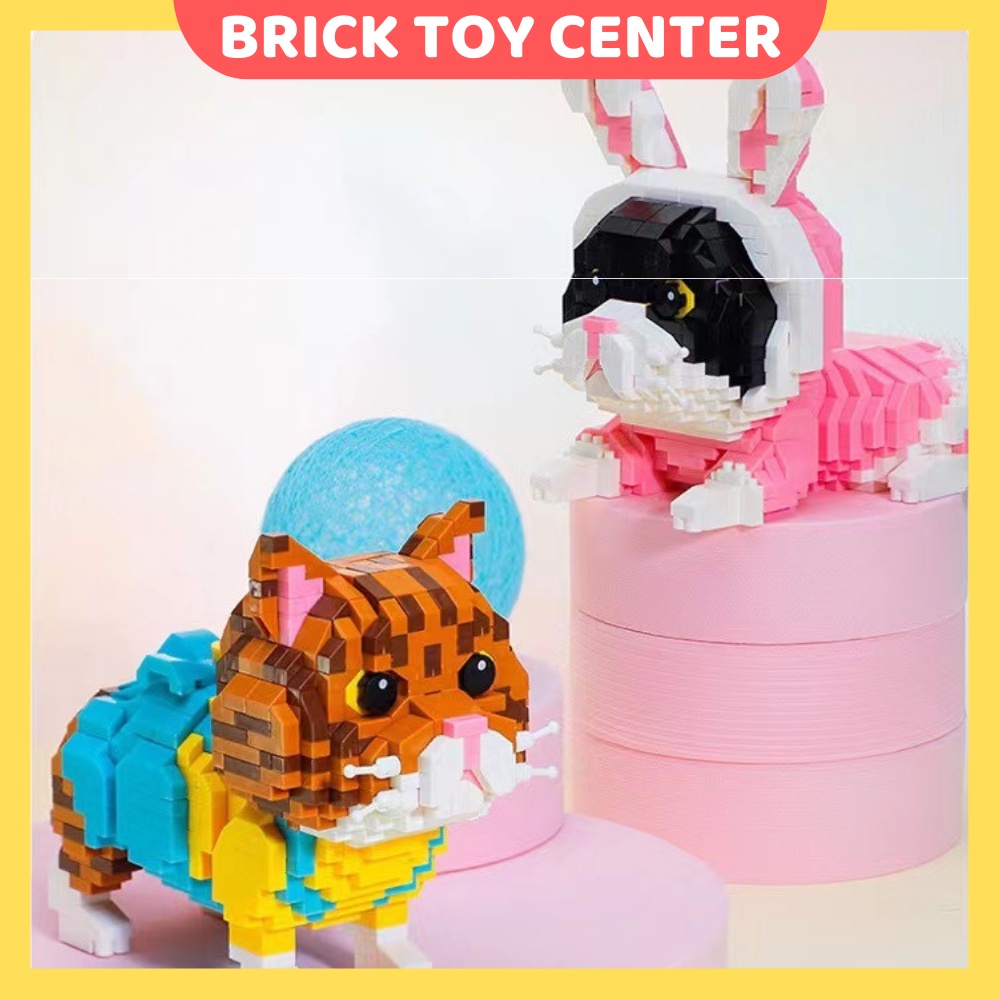 Đồ chơi mô hình động vật Balody lắp ghép chó Husky Corgi Bulldog mèo hoàng gia dễ thương