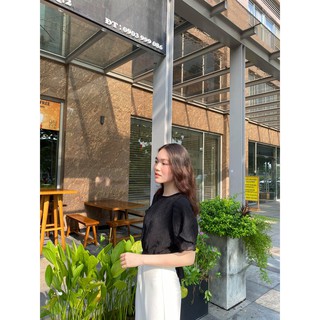 Set áo tay bèo cột nơ + quần suông dài