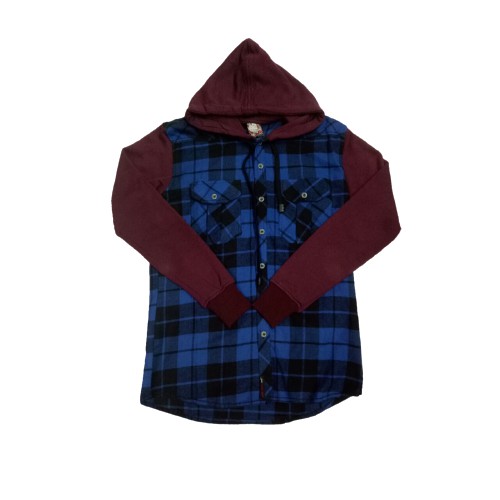 Áo Sơ Mi Vải Flannel Kẻ Sọc Ca Rô Có Mũ Trùm Cá Tính Cho Nam