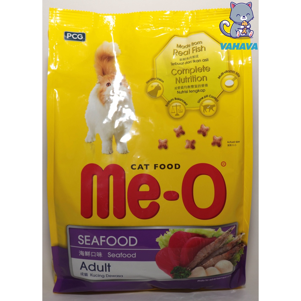 Thức Ăn Cho Mèo Trưởng Thành, Mèo Lớn Me-O 1,2Kg Dạng Hạt Túi Vị Cá Thu, Cá Ngừ, Hải Sản - VAHAVA