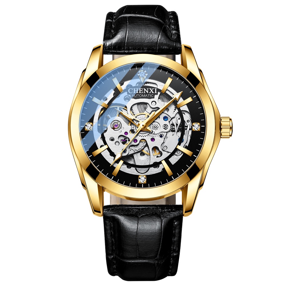Đồng Hồ Cơ Tự Động CHENXI Với Dây Đeo Da Chống Thấm Nước Cho Nam