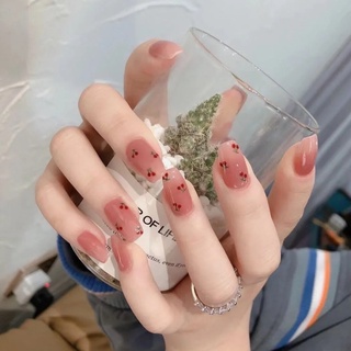 YADORNOS Set 24 móng tay giả họa tiết trái cherry đáng yêu dành cho nữ