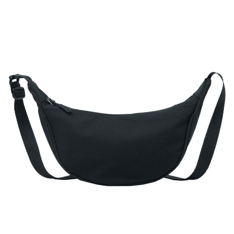 Túi Đeo Vai / Kẹp Nách Hình Bán Nguyệt Bằng Nylon Màu Trơn Phong Cách Vintage