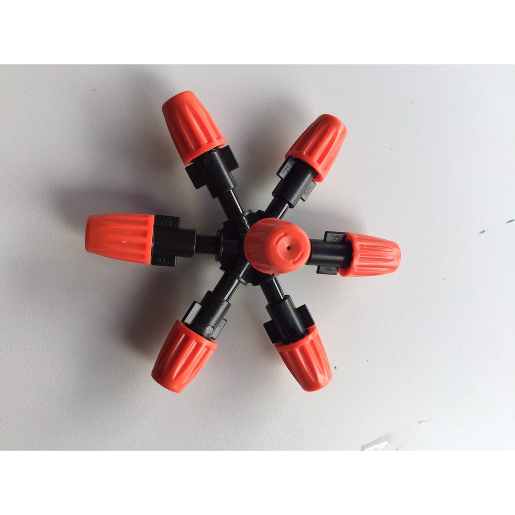 béc phun sương tưới cây chia 7 béc cam (chỉ có đầu béc và chia 7)