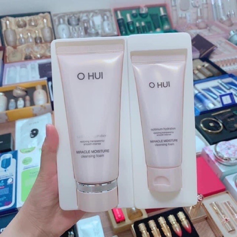 SET SỮA RỬA MẶT OHUI HỒNG 200ml tặng tuyp 100ml - date 2024 (Hàng nội địa Hàn Quốc)