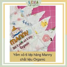 Set 5 yếm xô 6 lớp Organic Manny cho bé trai, bé gái
