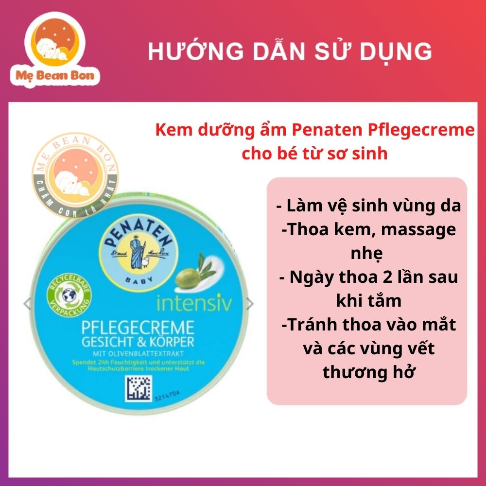 Kem Dưỡng Da Cho Bé Penaten Intensiv 100ml Chuyên Sâu Cho Mặt Và Cơ Thể giúp Giữ Ẩm 24h, Kem Dưỡng Da cho Bé Từ Sơ Sinh