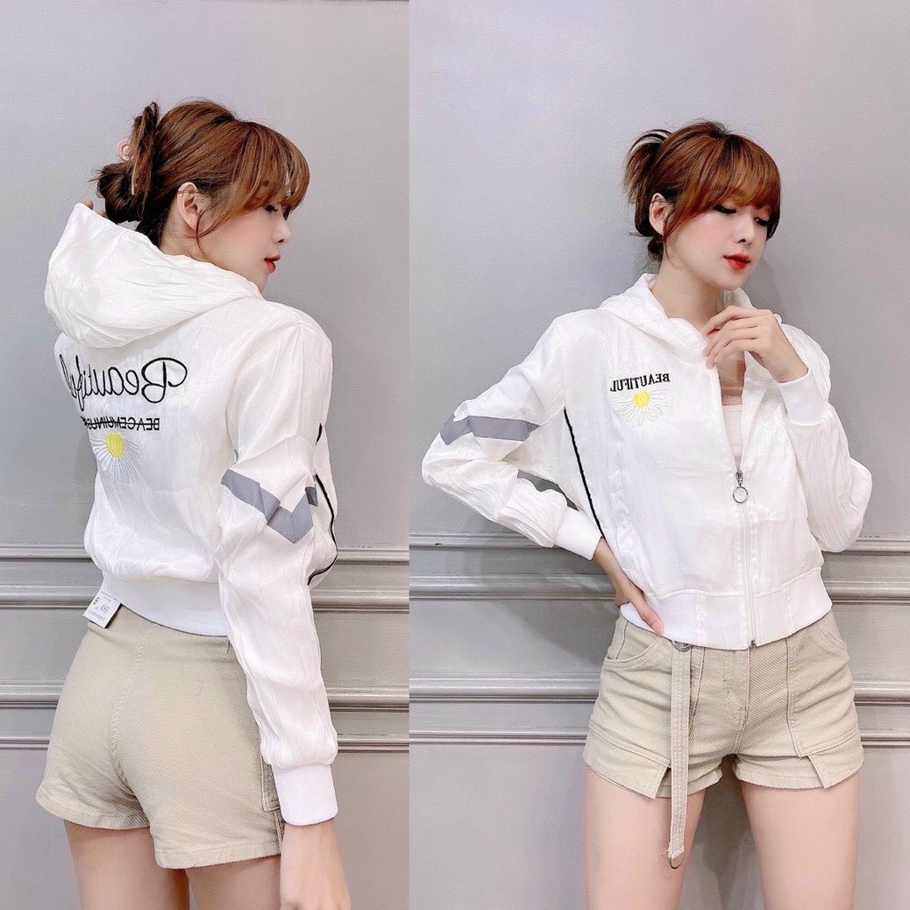 Áo khoác dù Nữ 2 lớp form ôm eo, thêu hoa Cúc Hot trend 2021 | BigBuy360 - bigbuy360.vn