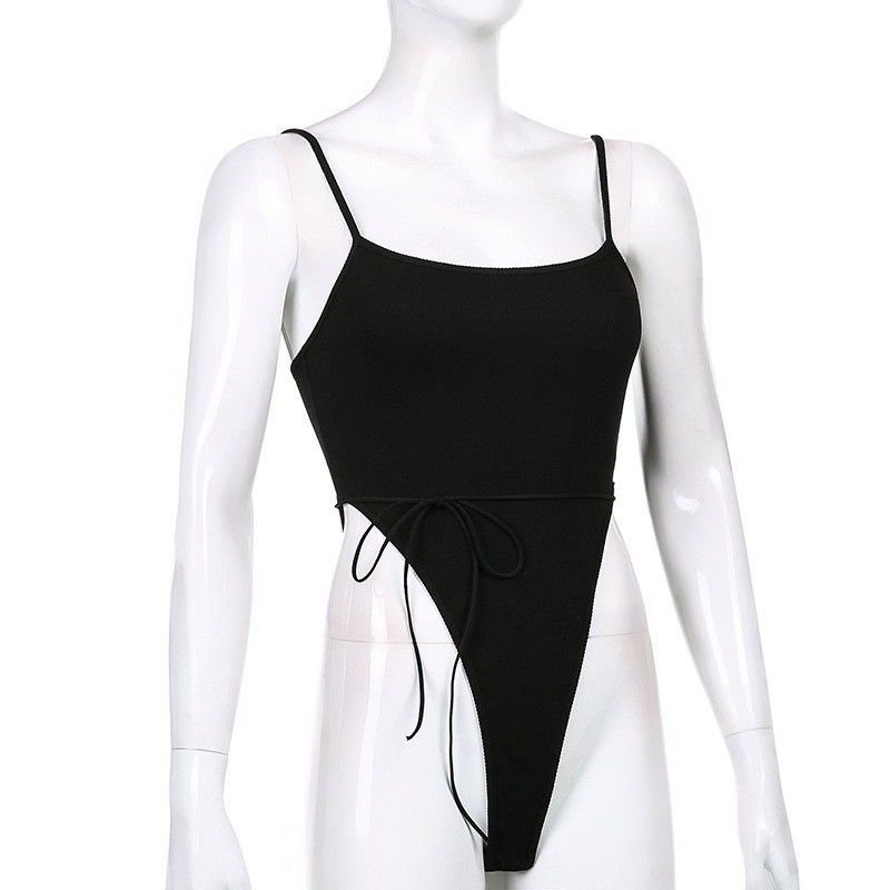Bodysuit 2 dây đen kèm dây cột hông phong cách sexy-BITCHES | BigBuy360 - bigbuy360.vn