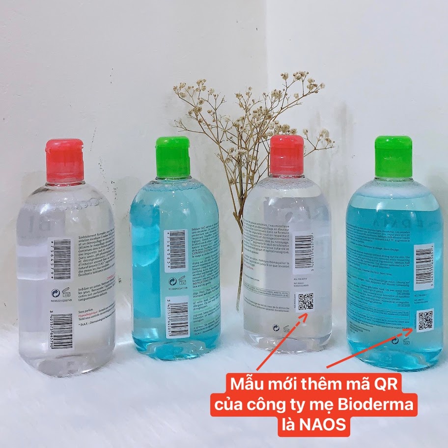 Nước Tẩy Trang Bioderma H2O 500ml Créaline Hồng, Sébium Xanh [BẢN NỘI ĐỊA PHÁP]