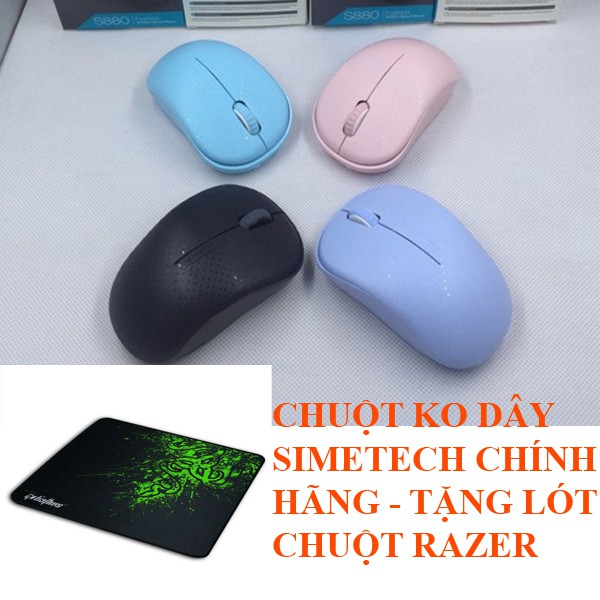 COMBO CHUỘT KHÔNG DÂY SIMETECH S880 TẶNG MIẾNG LÓT CHUỘT RAZER CỰC ĐẸP