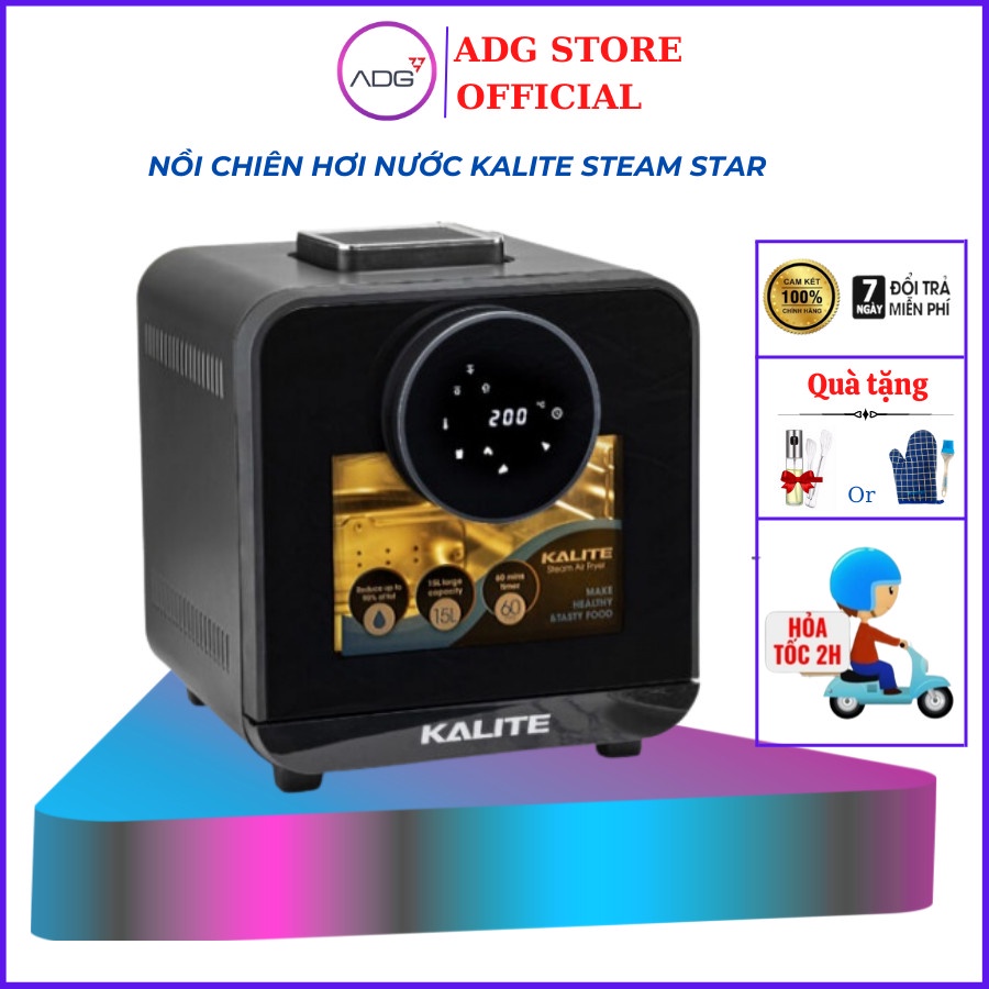 Nồi chiên hơi nước Kalite Steam Star, nồi chiên không dầu 15 lít ,chiên nướng hấp 3 trong 1 , hàng chính hãng