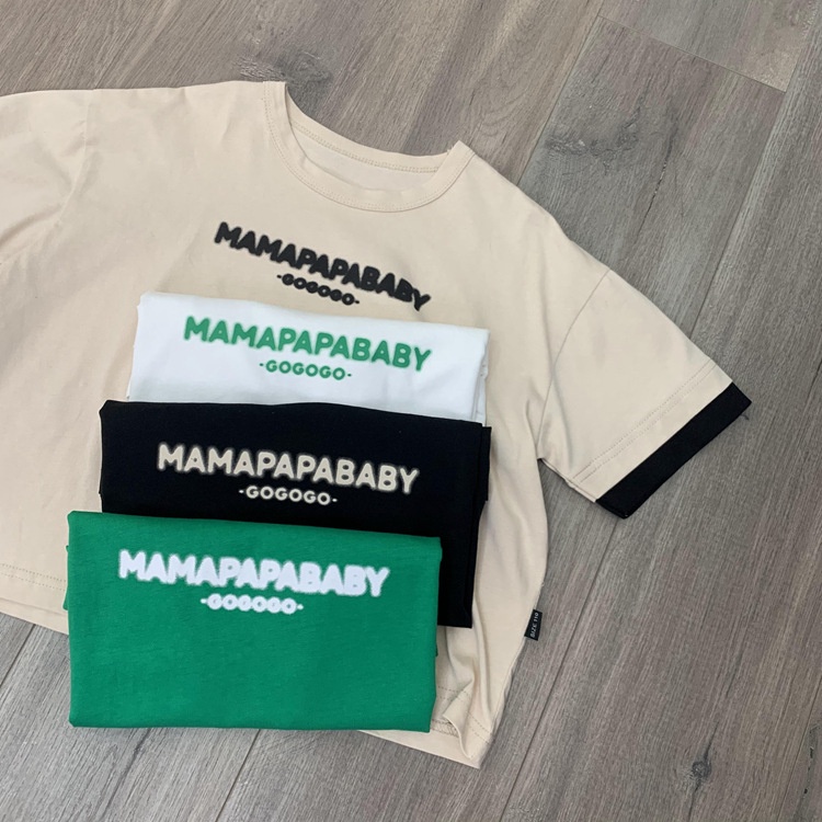 Áo thun chữ Mamapapa 4 màu cho bé trai bé gái phong cách Hàn Quốc 1-9 tuổi B73-21243