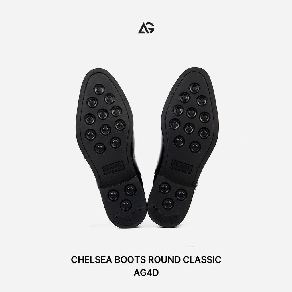 Giày Chelsea boots nam phiên bản mũi tròn, da bò cao cấp nhập khẩu handmade AUGUST SHOES AG4D chính hãng bảo hành 12 thá