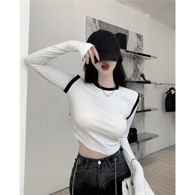 Áo Thun Lửng Tay Dài Hở Lưng Phong Cách Thời Trang Mùa Thu Mới Dành Cho Nữ