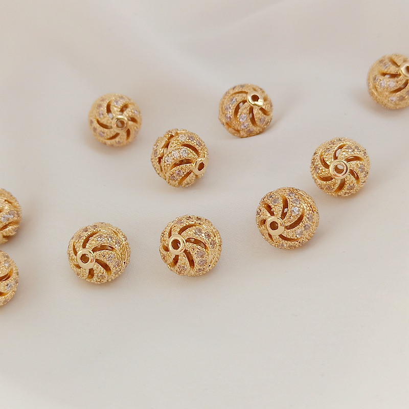 Hạt Đá Zircon Bằng Đồng 14K Dùng Làm Trang Sức Thủ Công 10mm