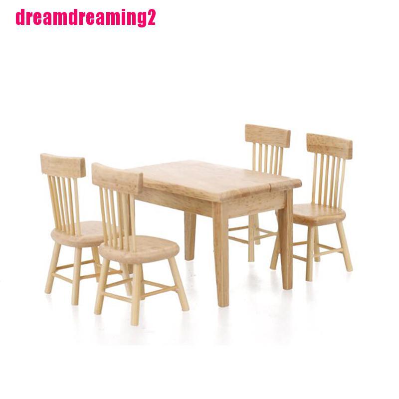 Bộ Ghế Gỗ Tỉ Lệ 1 / 12 Trang Trí Nhà Búp Bê