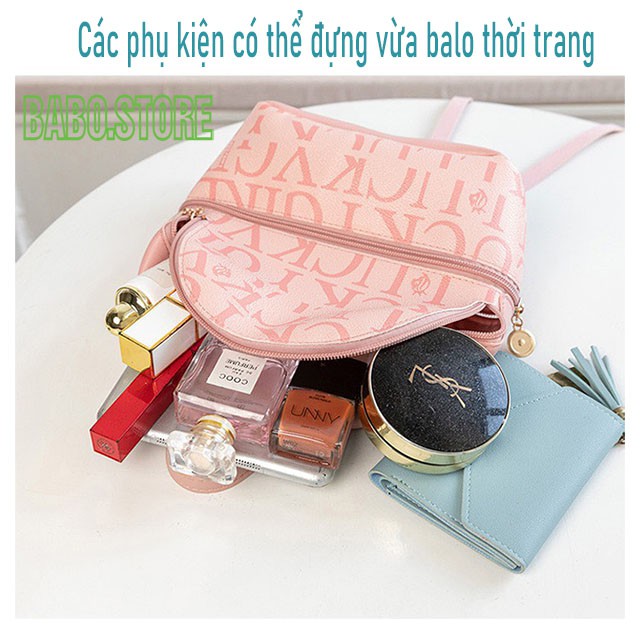 Balo nữ mini họa tiết lucky girl, nhỏ chất da chống nước thời trang đi chơi đẹp, xinh, dễ thương,kiểu dáng hàn quốc