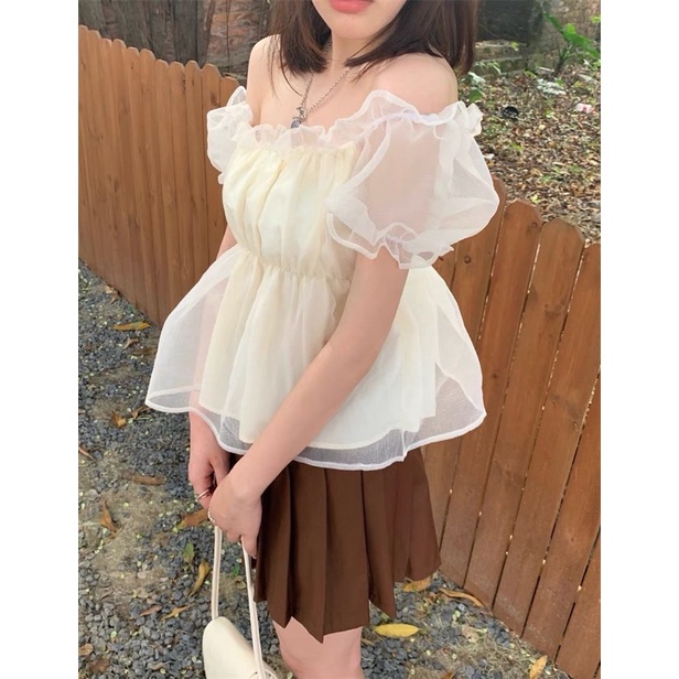 áo tơ trễ vai điệu đà (13007#)