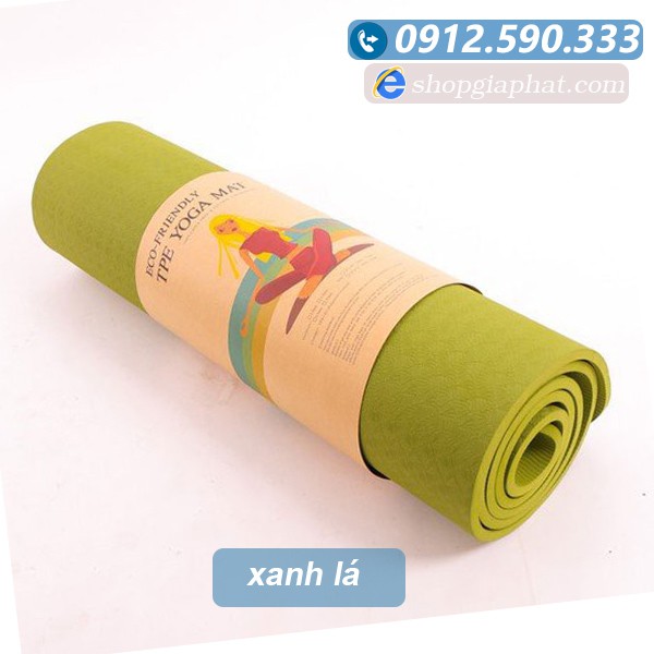 Thảm Tập Yoga/Gym/Thể dục TPE 6mm/1 lớp Đài Loan (Tặng: Túi + Dây buộc) Êm Ái, Siêu bám, Chống Trượt Tốt