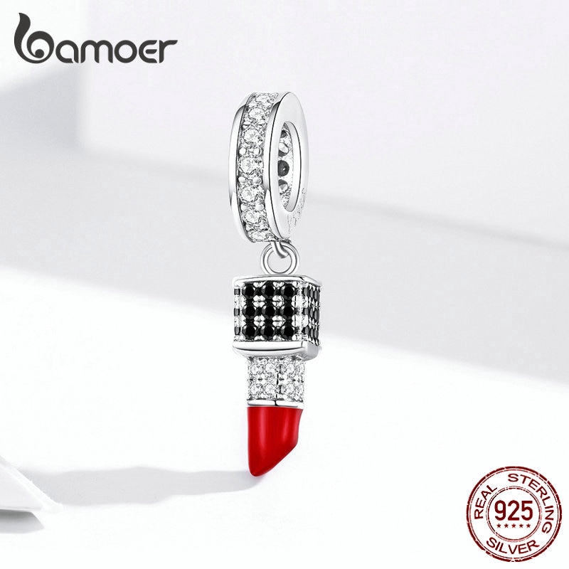 Mặt trang sức Bamoer Scc1392 họa tiết thỏi son bằng bạc 925 lấp lánh sành điệu cho nữ