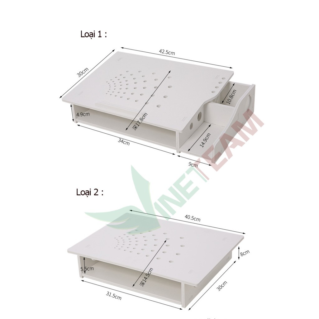 Bàn kê màn hình máy tính, Laptop đa năng bằng gỗ ghép tiện dung nghiêng 8 độ tản nhiệt cao cấp (Trắng)