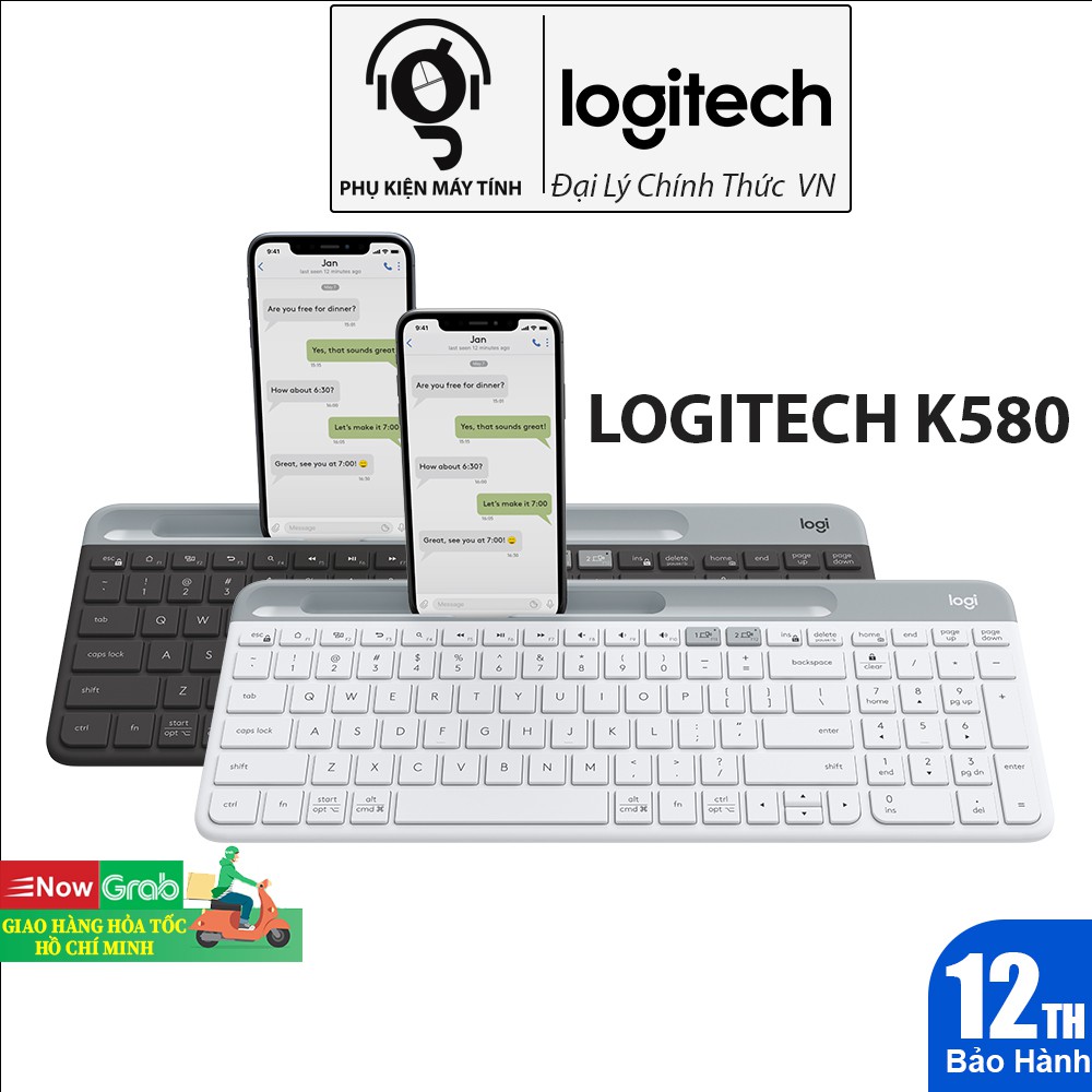 Bàn phím không dây bluetooth Logitech K580 Slim Multi device - Chính Hãng Phân Phối